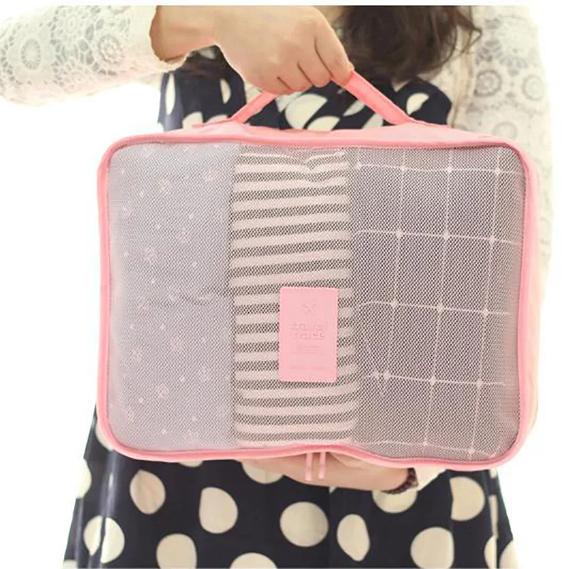 
6PCS Travel Packing Cubes Luggage Bag Travel Luggage Cases Compression Packing Cube Set Geometric Polyester Unisex Zipper Lady 