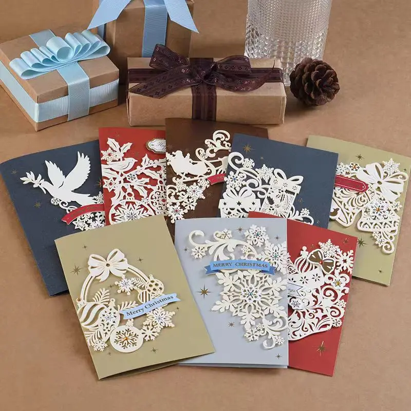 Custom Logo 3D Laser Die-cut Invitation Christmas Holiday Greeting Card