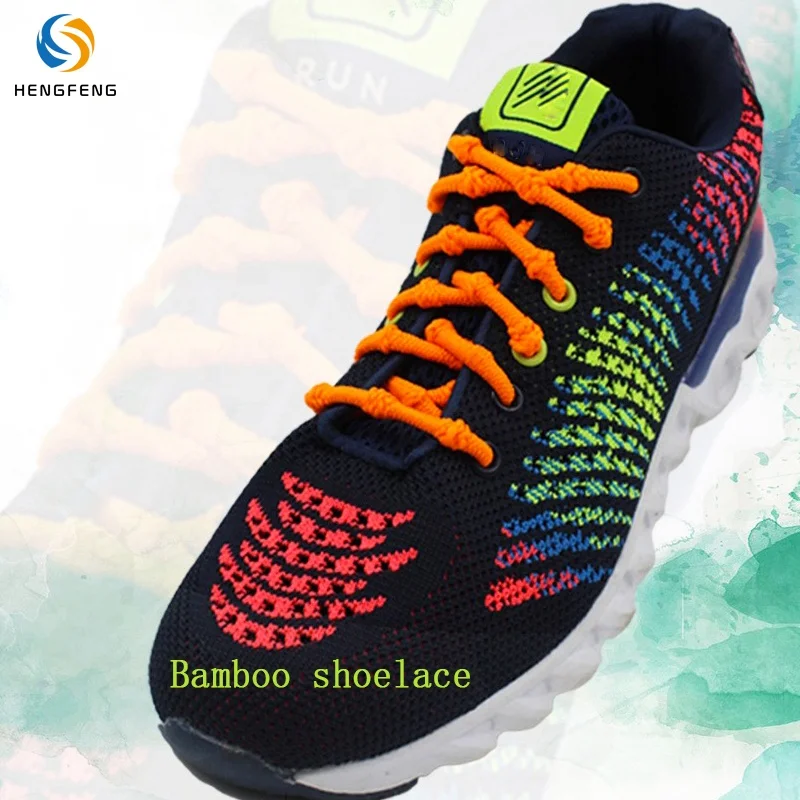 Custom multi-colored non-slip round elastic knots shoelaces Bamboo shoe lace shoelaces