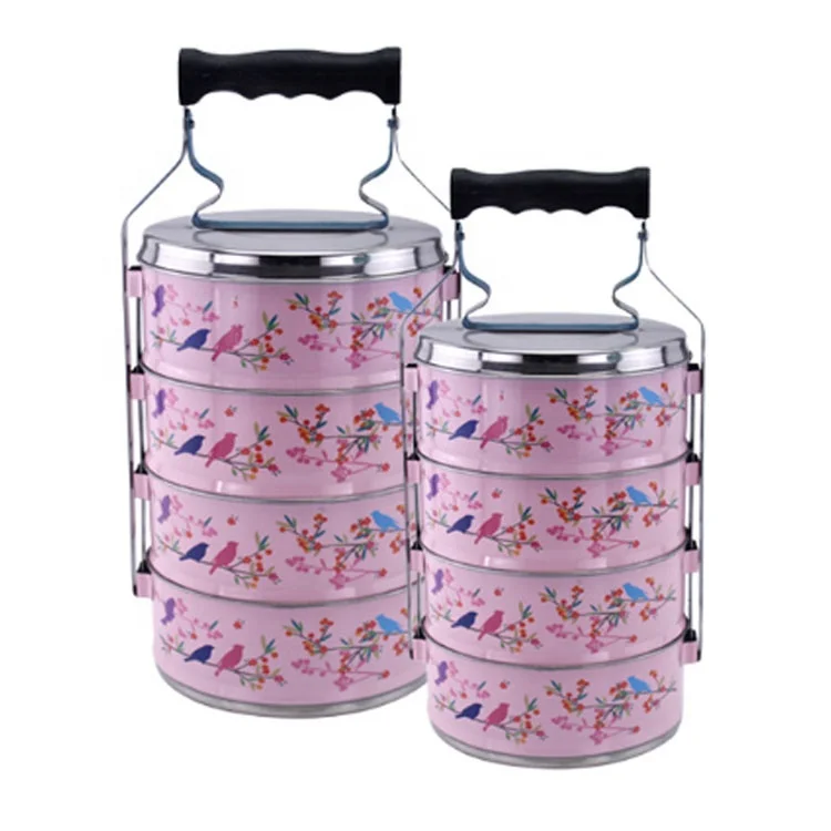 2020 Custom Color Enamel Lunch Box-traditional 3 Tier Thai Vintage Enamel Tiffin Carrier