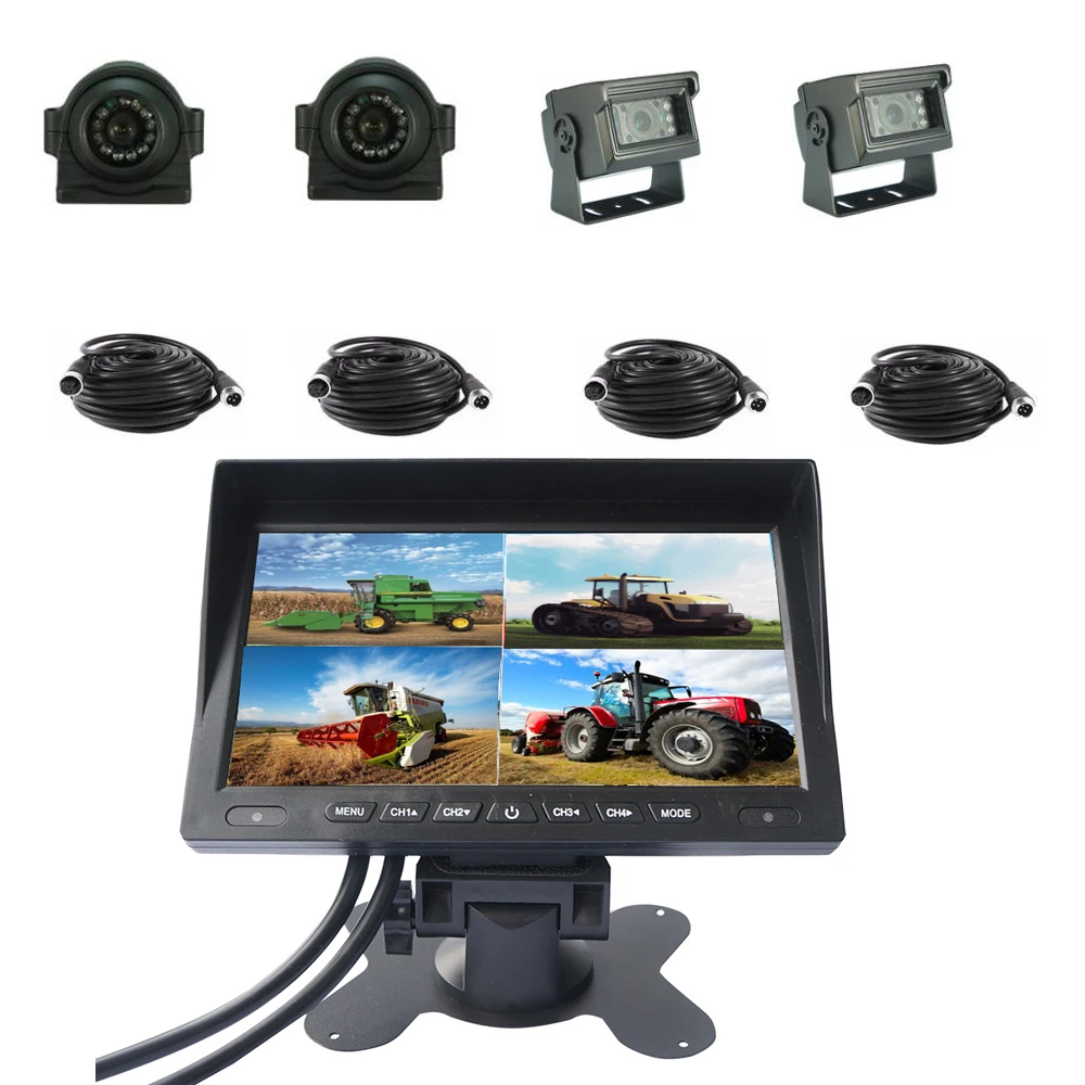 7 inch lcd monitor video HD 1080P video DVR 4pcs 2.0MP cctv cameras For car/bus/truck/tractor