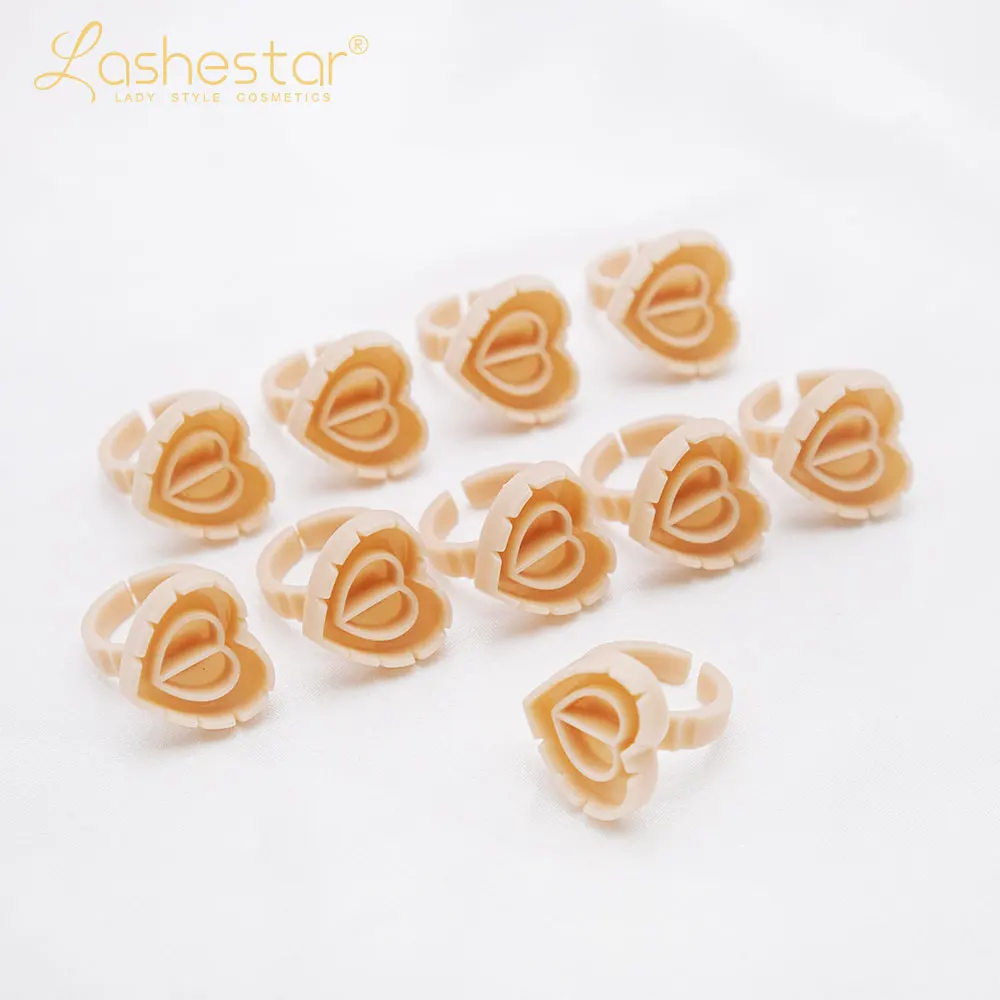 Wholesale New Black Nude White Pink Purple Heart Shape Flower Glue Ring Eyelash Extension Tools Lash Glue Rings