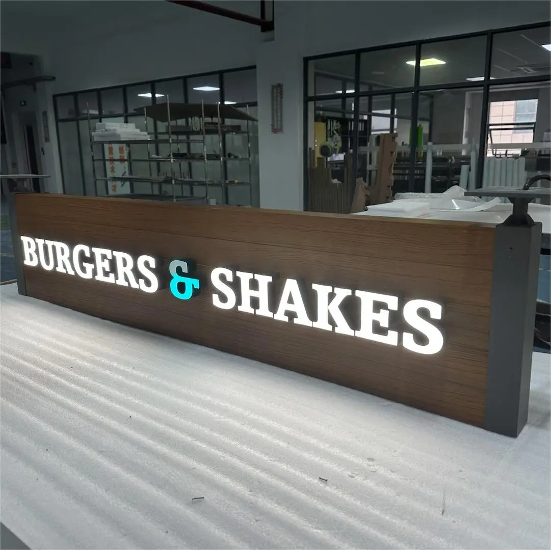 Custom Rectangle Light Box Led Suspend Blade Sign Illuminated Wall Hanging Blade Sign for Business