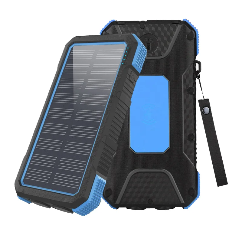 QC3.0 Quick Charge Solar power bank 20000mah with 10W wireless charging and double SOS flashlights