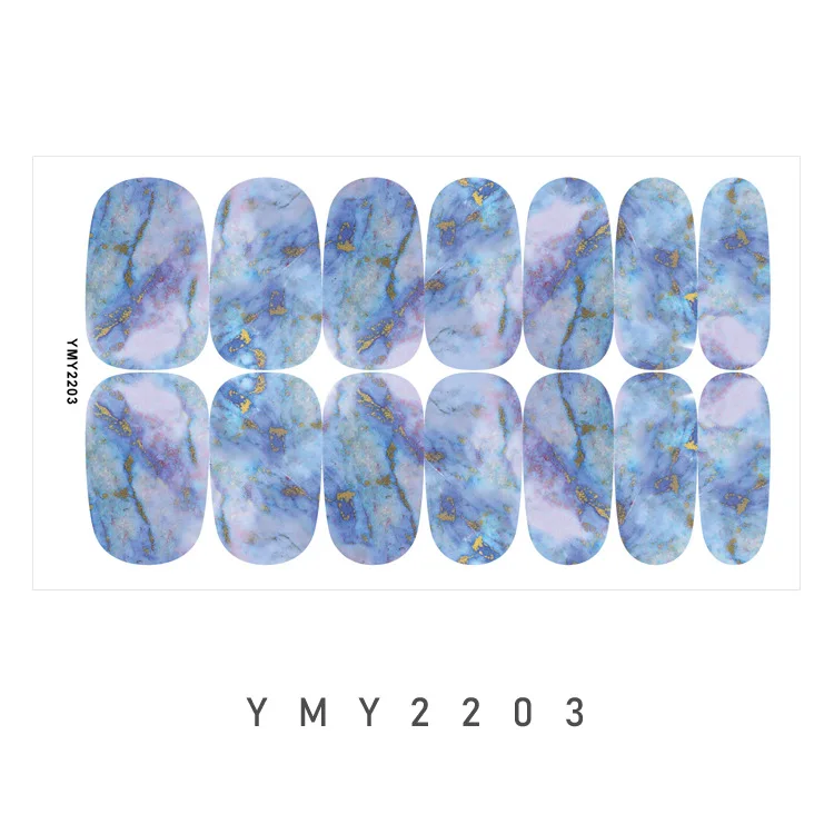 14 Sheets Gradient Marble Full Nail Stickers Marble Full Nail Wrap Stickers Self-Adhesive Nail Art Strips