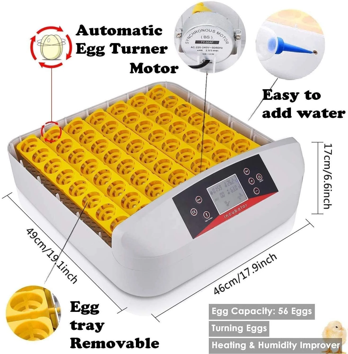 Family Used Full Automatic Brooder Mini 56 Eggs Incubator For Chicken Quail Duck and Birds