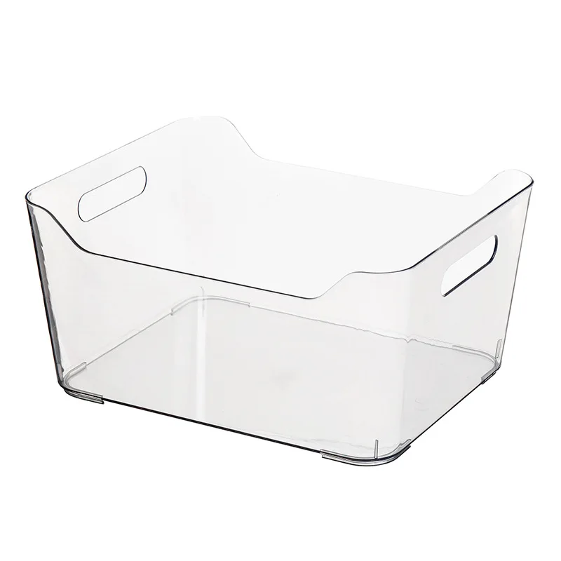 Home BPA-Free Food Safe U-shape Organizer Box Pantry Clear Plastic Storage Bin With Handle