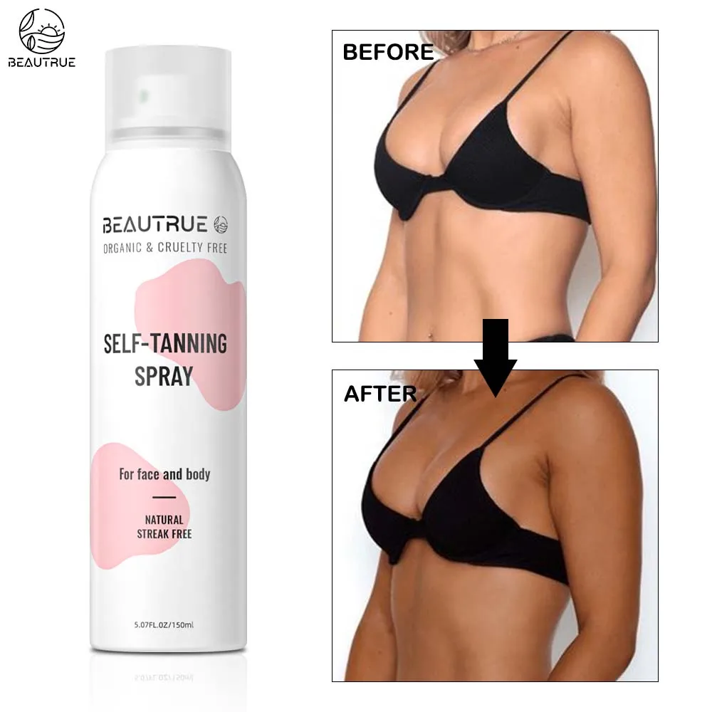 Private Label Custom Self Tanning Water Aerosol Spray 150 ml For Body And Face Skin Self Tan Spray