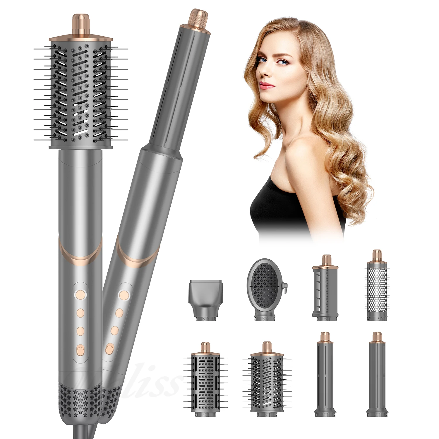 Foldable 6 in 1 Hair airstyler Blow Dryer Brush Straightener 60000RMP Hot air Comb Multi styler wrap Hair Curler Curling irons