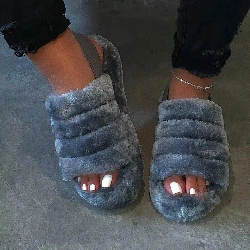 Factory Wholesale Winter Sheepskin Slippers Lamb faux Fur Slippers For Women