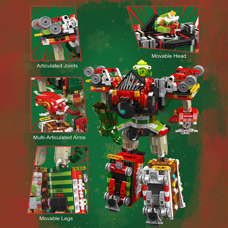 MOULD KING 12028 Transfer Xmas Train Building Blocks Static Robot Bricks Toys For Kids Birthday Gifts