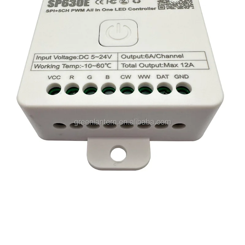 SP630E SPI+5 CH PWM 8 Ports All in One Single Color CCT RGB RGBW RGBCCT SPI Addressable RGBIC Smart LED Controller 5-24V