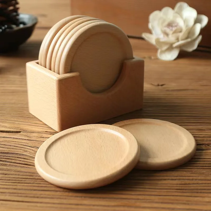 Custom Size Acacia Osk Cork Bamboo Walnut Wooden Coaster Beech Coaster for Coffee Mugs Cup Heat insulation pad