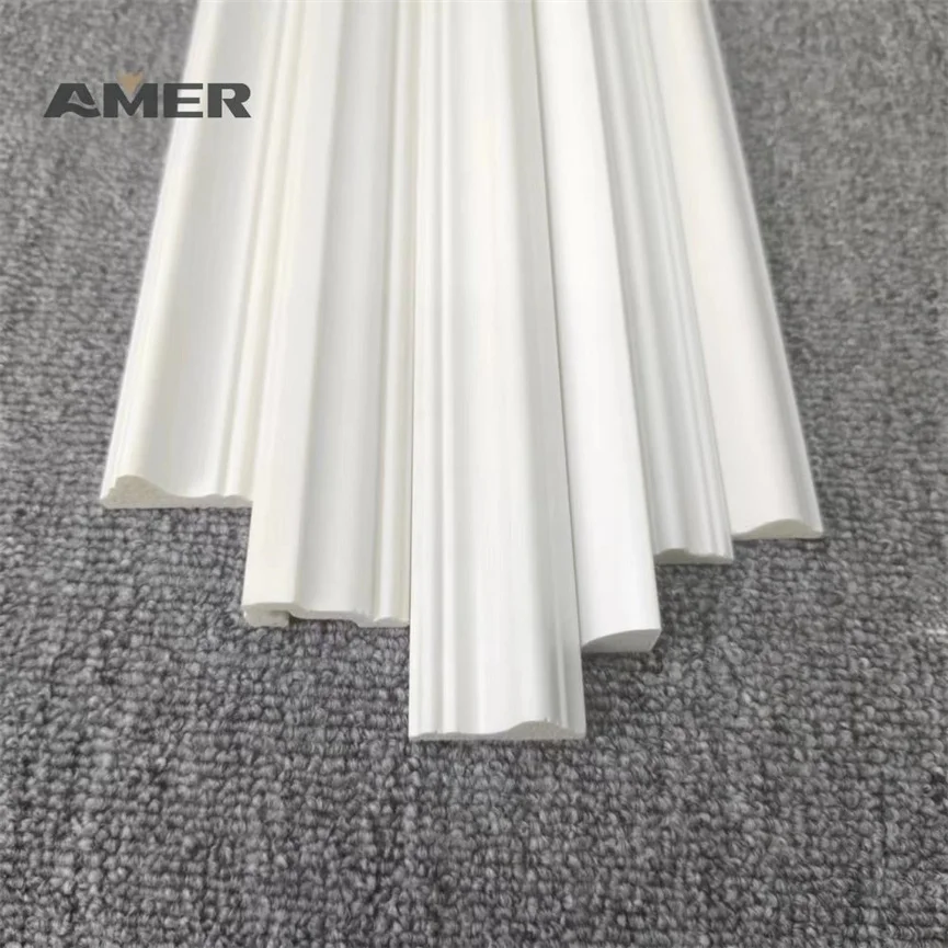 AMER Quick Install Waterproof Decorative Plastic Foam PS Cornice Skirting Base Board ps skirting