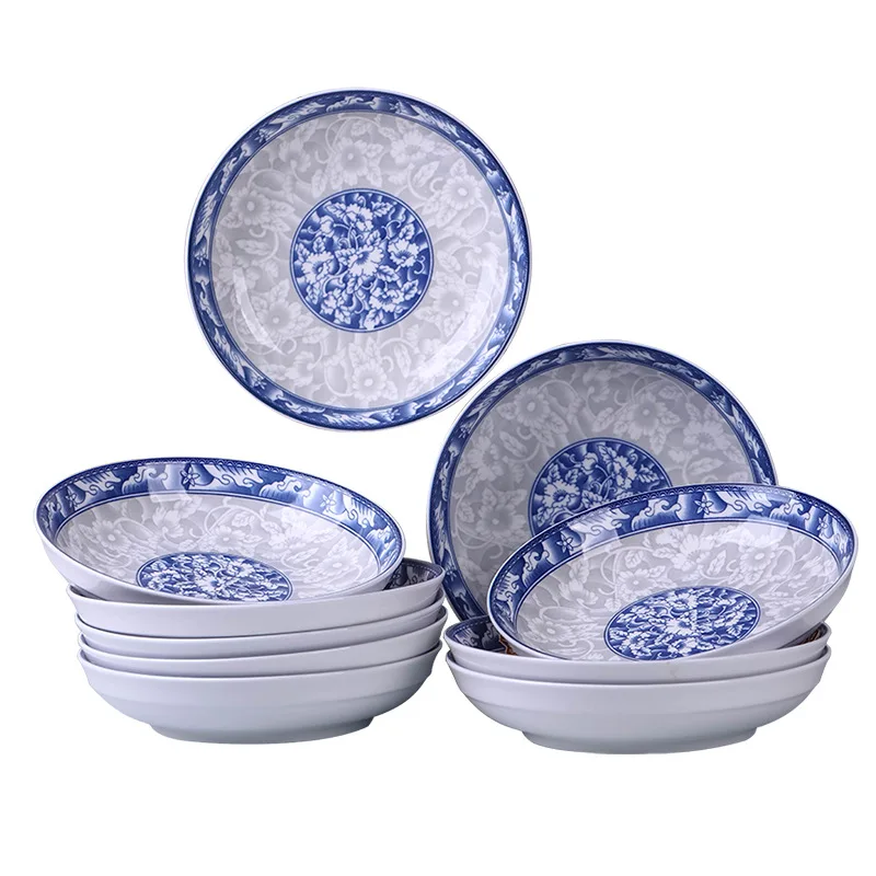 Savall HoReCa blue white ceramic round plate ODM  tableware porcelain dinner dish dinner set for hotel restaurant