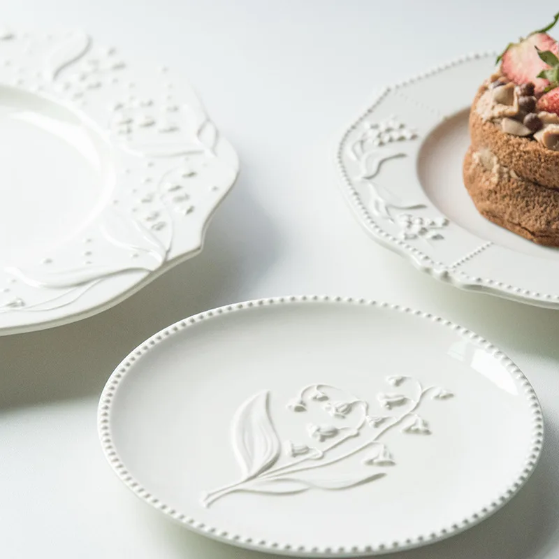Automatic KOREAN White Dinner Sauce Nordic Ceramic Plates Porcelain Dish Plate For Wholesale