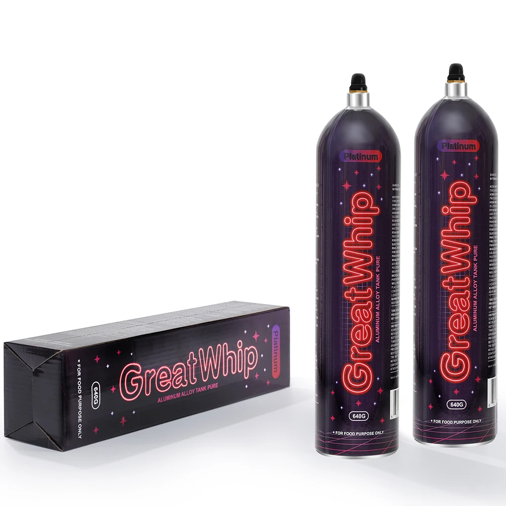 Greatwhip Factory Wholesale Food Grade 0.95L Cream Chargers  Free Shipping Aluminium 640G Whipped Cream Charger