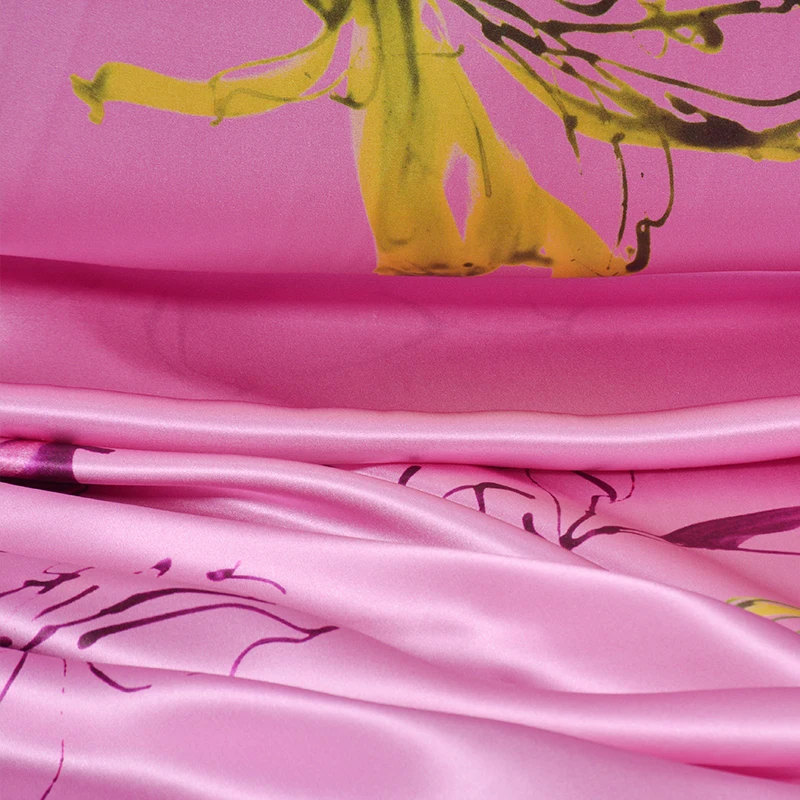 dubai Customized stain manufacturers Printed print floral satin Eco-Friendly 100 silk fabric with pattern for clothing