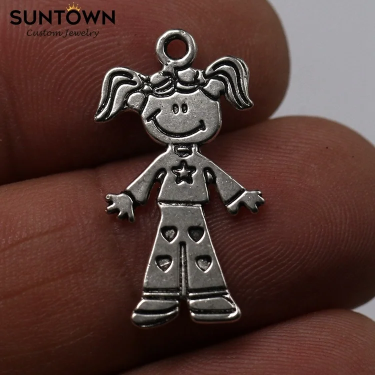 Suntown Kids Accessories Girl Pendant Jewelry Baby Girl Charm Silver Jewelry Alloy Jewellery For Bracelets Bangle Charms Joyeria