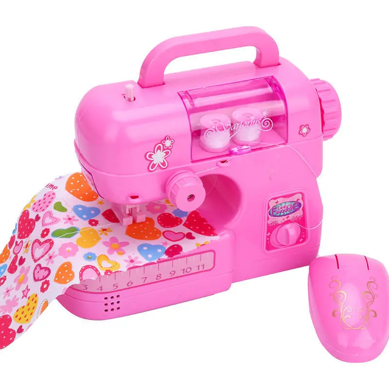 Hot Sell Clothes Household Appliance Adjustable Line Plastic Pink Electric Sewing Machines Pretend Play Toys For Kid