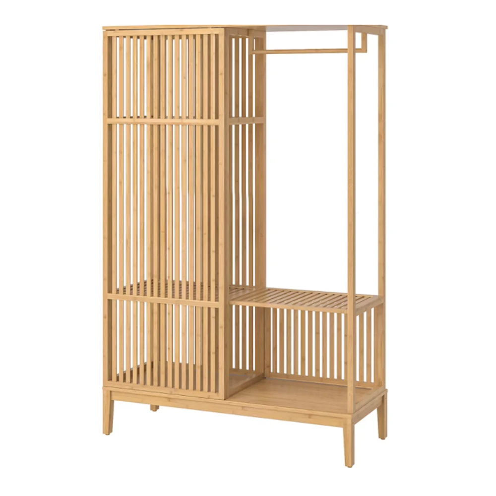 3 tiers bamboo clothes hanging hat garment storage stand bamboo coat drying rack with shoes shelf stand