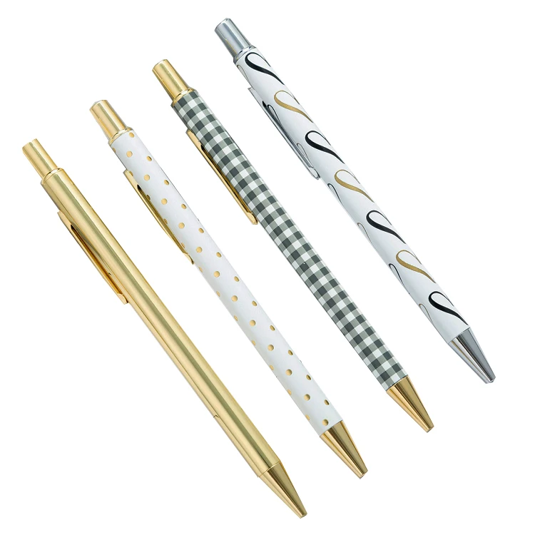 Factory Cheap Custom Pen Metal Click Ball Pen With Custom Full Color Heat Transfer Printing Pattern Metal Pen