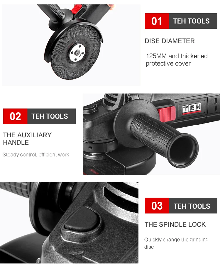 TEH 125mm 5 Inch Variable Speed Electric Angle Grinder