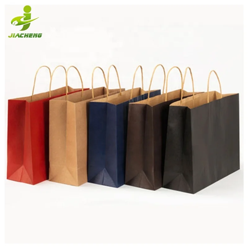 Eco-Friendly Recycled Black White Food Takeaway Packaging Craft Paper Bag Shop Gift Shopping Brown Kraft Paper Bag With Handle