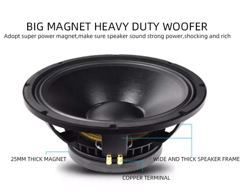 High-power dual 15-inch stage subwoofer speaker with BT