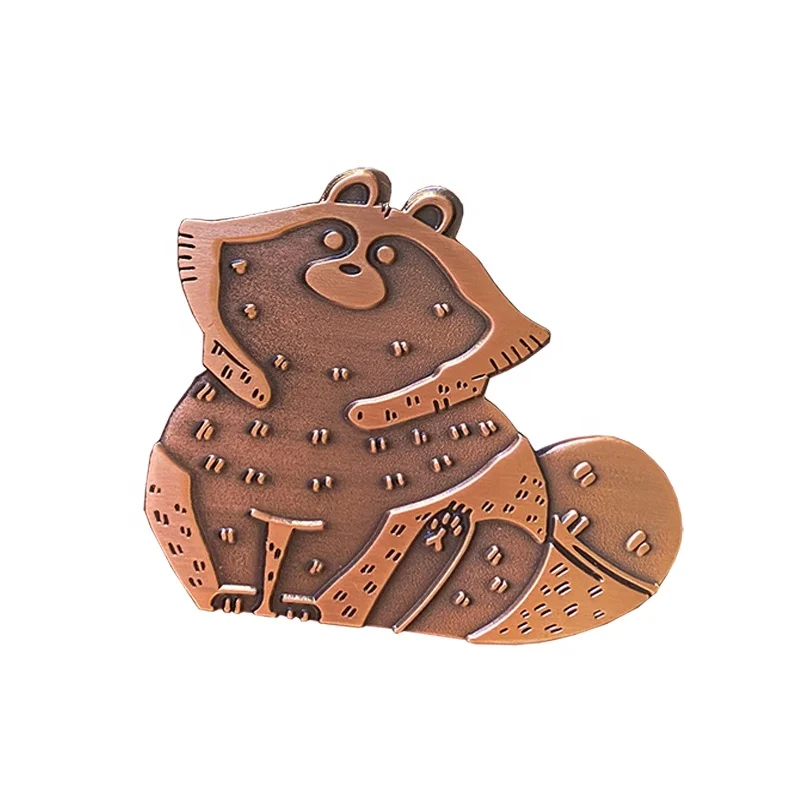 Custom brown animal raccoon Lapel Pin Wholesale Manufacturer Antique Imitation Crafts Die cast soft enamel Badge For Friend Gift