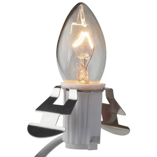 Accessory White switch lamp cord clip with c7 LED Light Bulbs cord