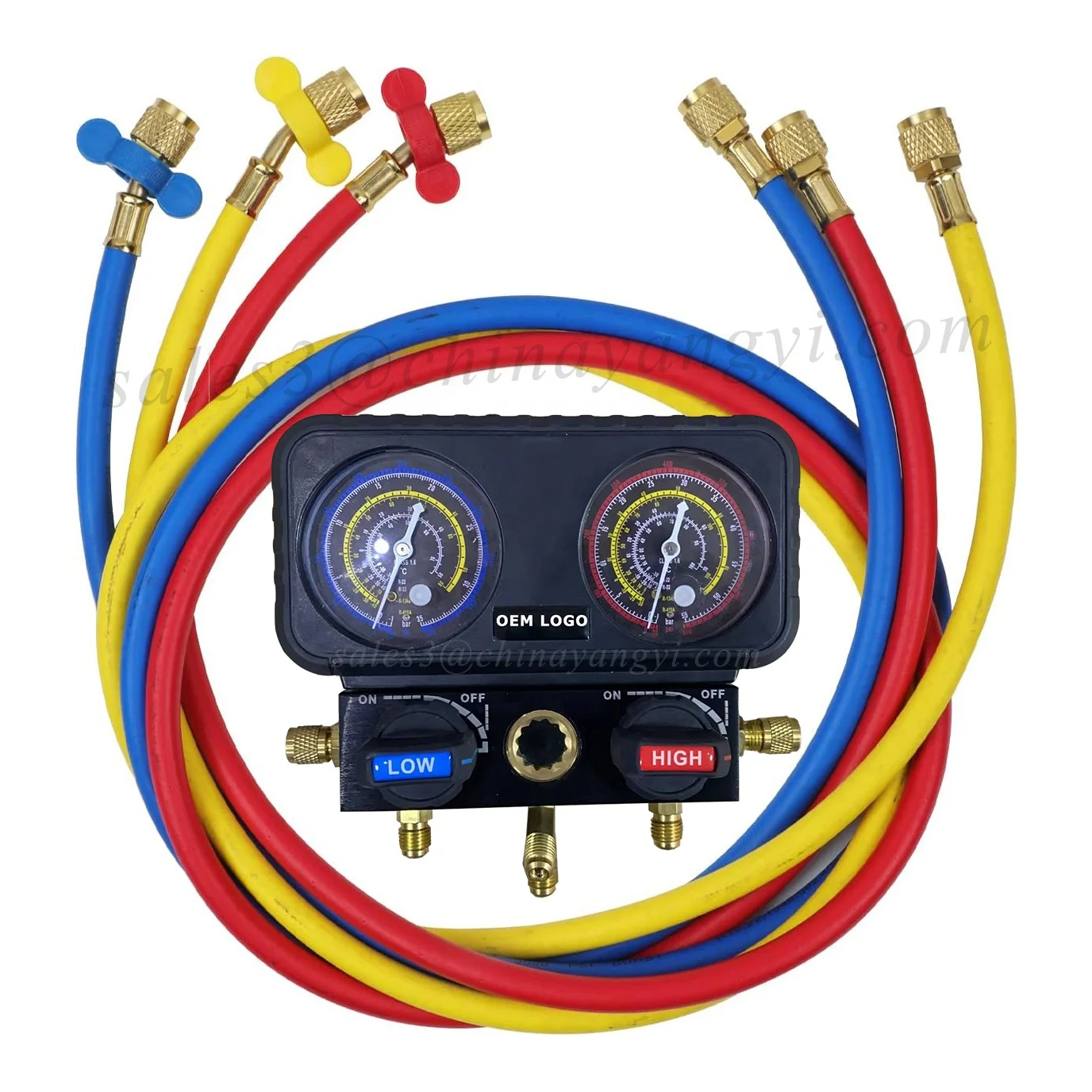 HVAC Ball Valve 2 Way Manifold Gauge Set Pressure Manometer for Refrigeration Air Conditioning Tools R410A R22 R32 800-4000PSI