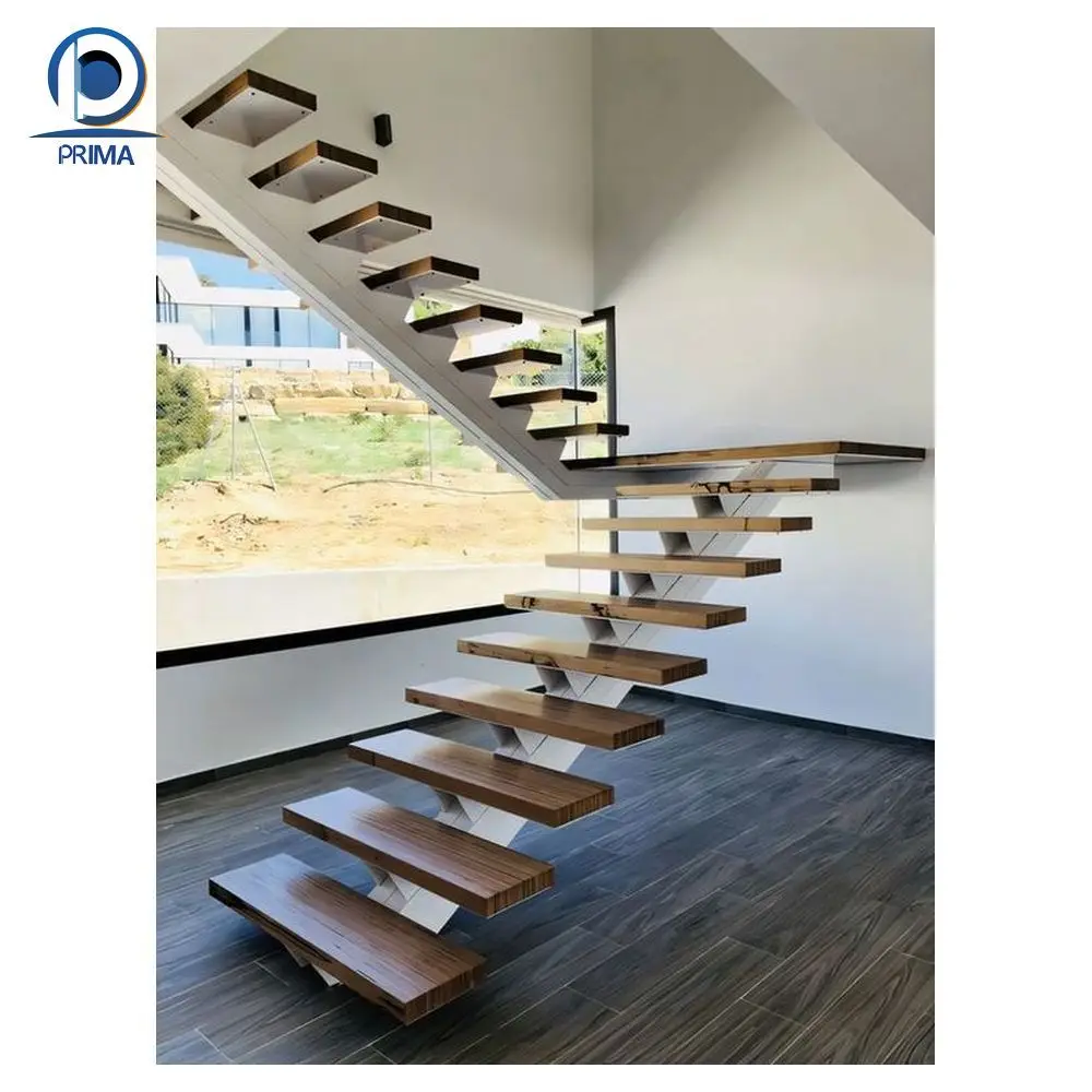 Staircase Modern Glass Railing Invisible Wooden Box Step Floating Stairs Cost