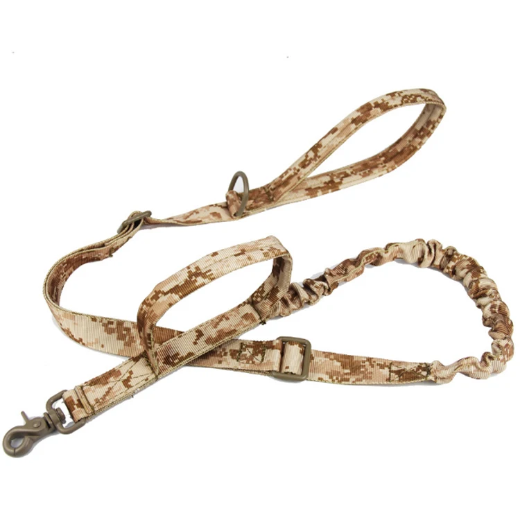 Wholesale Tactical Dog Lead with 2 Control Handle Heavy Duty Adjustable Nylon Dog Bungee Leash
