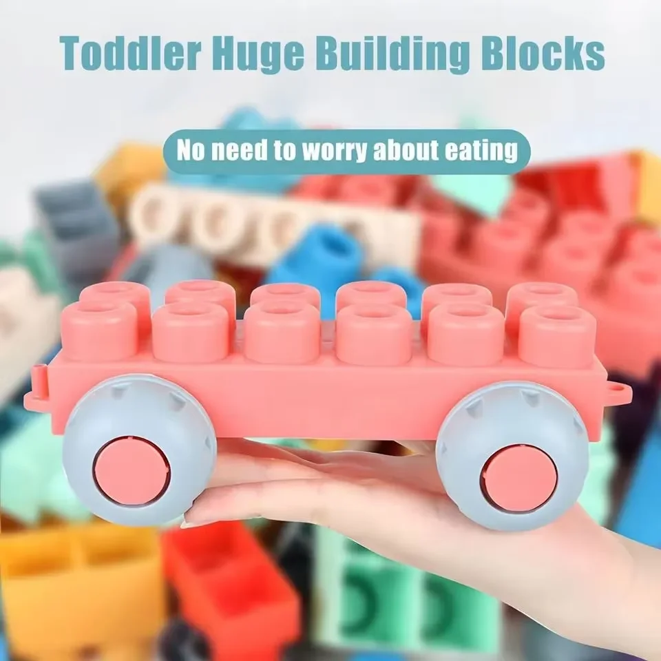 Custom made soft toy 80PCS Silicone Soft Rubber Building Blocks Toys Big sensory educational toys