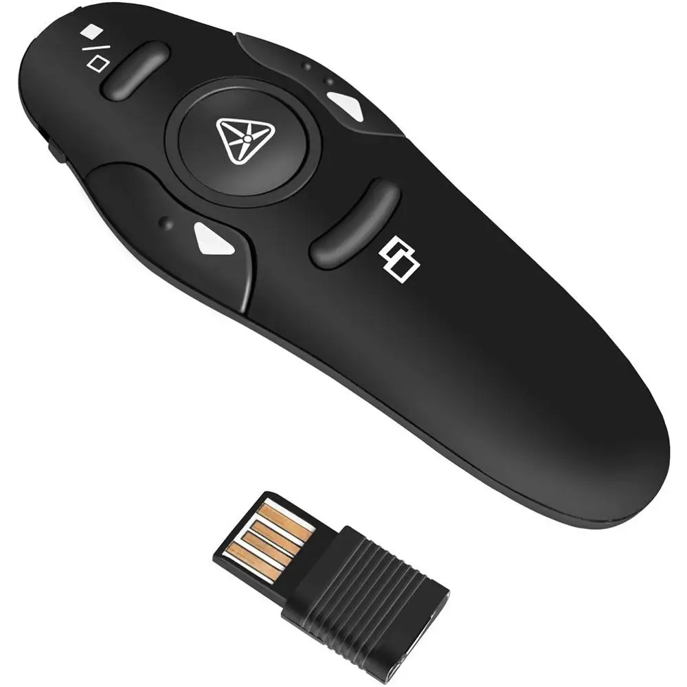 Amazon hot sale RF 2.4GHz Wireless Presentation Clicker with Red Laser Pointer for Mac/Win/Computer/Laptop