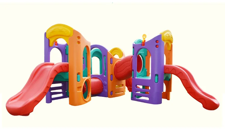 Colorful tunnel and slide combination children indoor small amusement slide