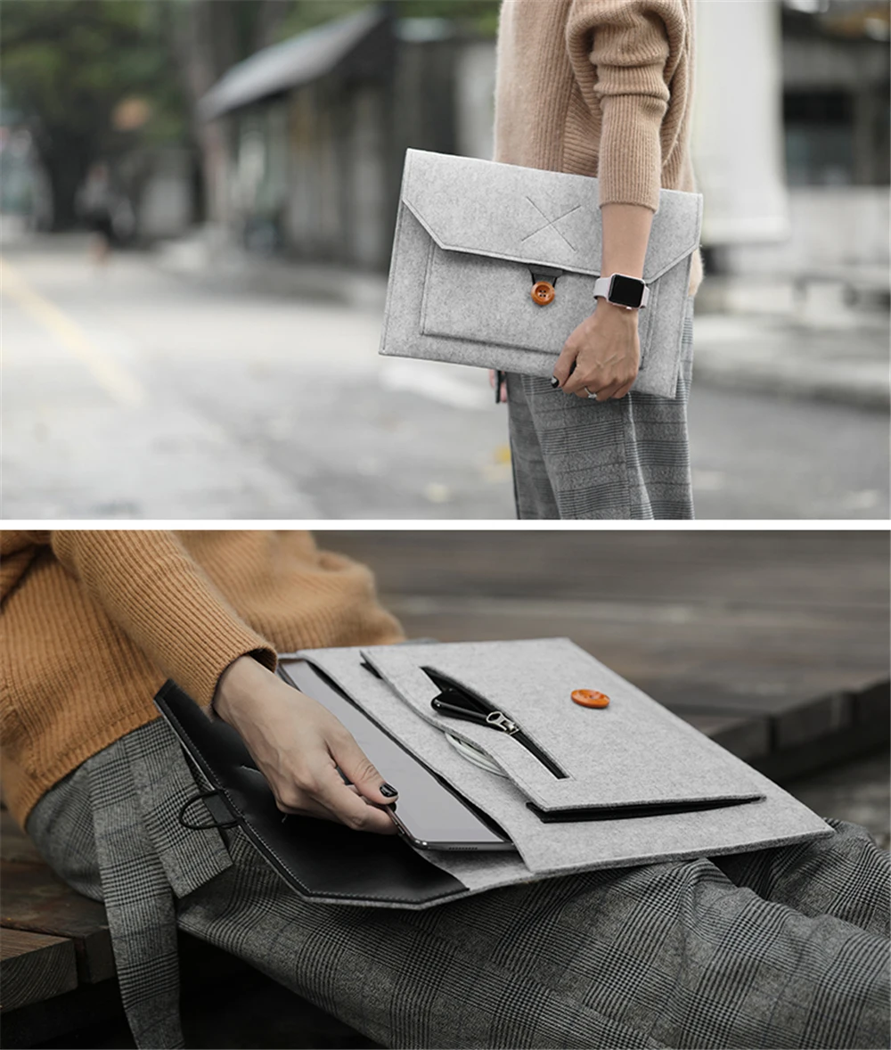 Laptop Cover Cuff Supplier Document Envelope File Bag Felt Custom File Bag Fabric Laptop Soft Felt Sleeve Laptop Pad   Bag