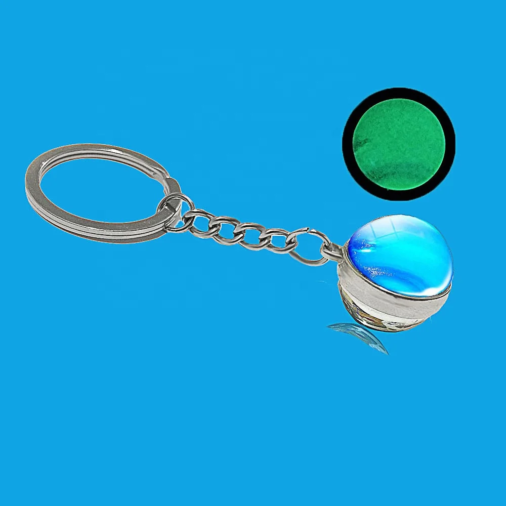 Luminous Universe Solar System Earth Pendant Double-Sided Glass Ball Keychain Custom Print Souvenir Gift