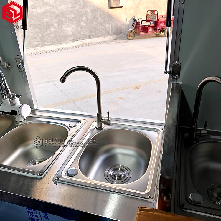 Black Square Ice Cream Pizza Coffee Burger Food Truck Mobile Bar Street Food Trailer