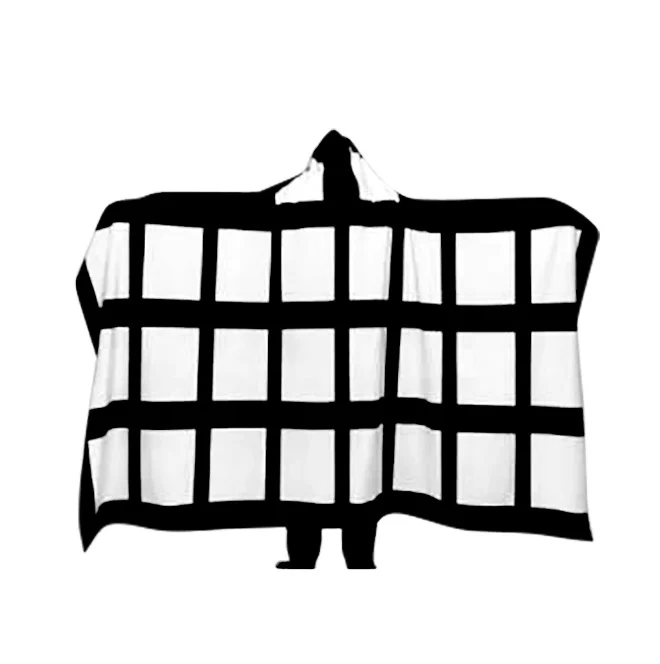 customized fleece cape with hat sublimation blank panels blanket thick double layer hooded blanket styling cloak