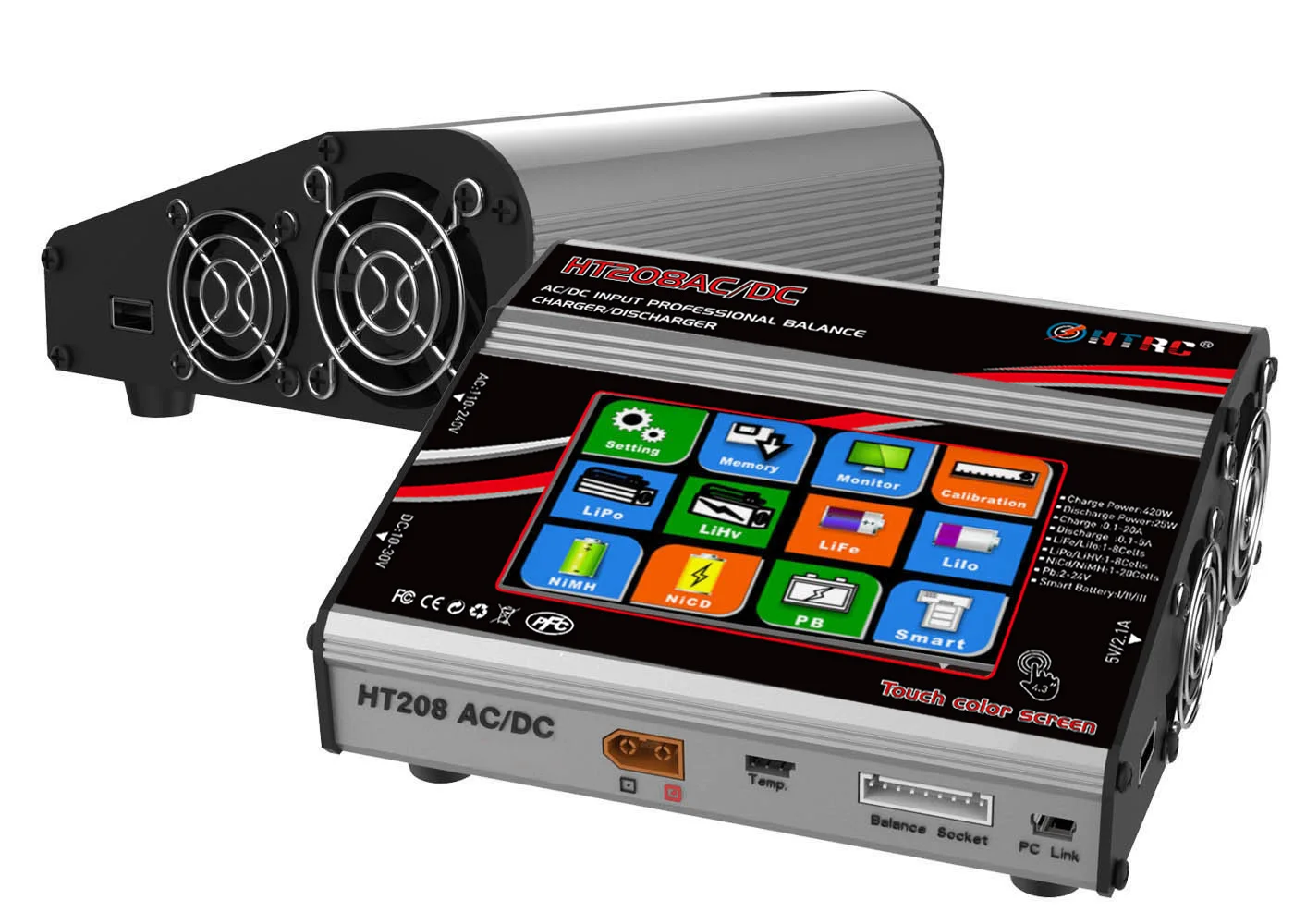 HTRC HT208 AC DC 420 Вт 20A ЖК сенсорный экран баланс зарядногоразрядного устройства для детей возрастом от 1 до 8 лет s литий-ионным LiPo LiFe LiHV-гидридных и никель-кадмиевых типов аккумуляторов NiM PB зарядки аккумулятора