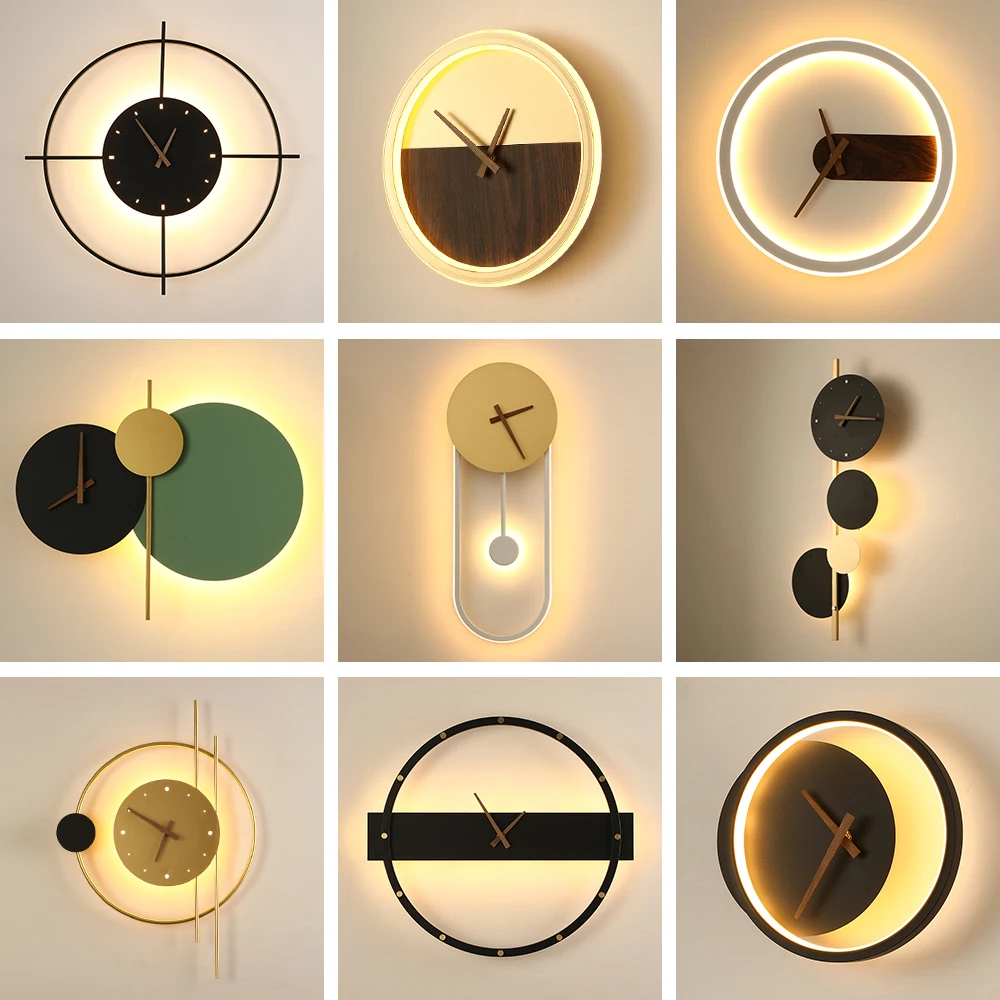 Modern Creative Tik Tok Wall Sconce Clock Design Lamp Decorative Indoor Villa Hotel Bedroom Clock Lights Lighting LED Wall Lamps