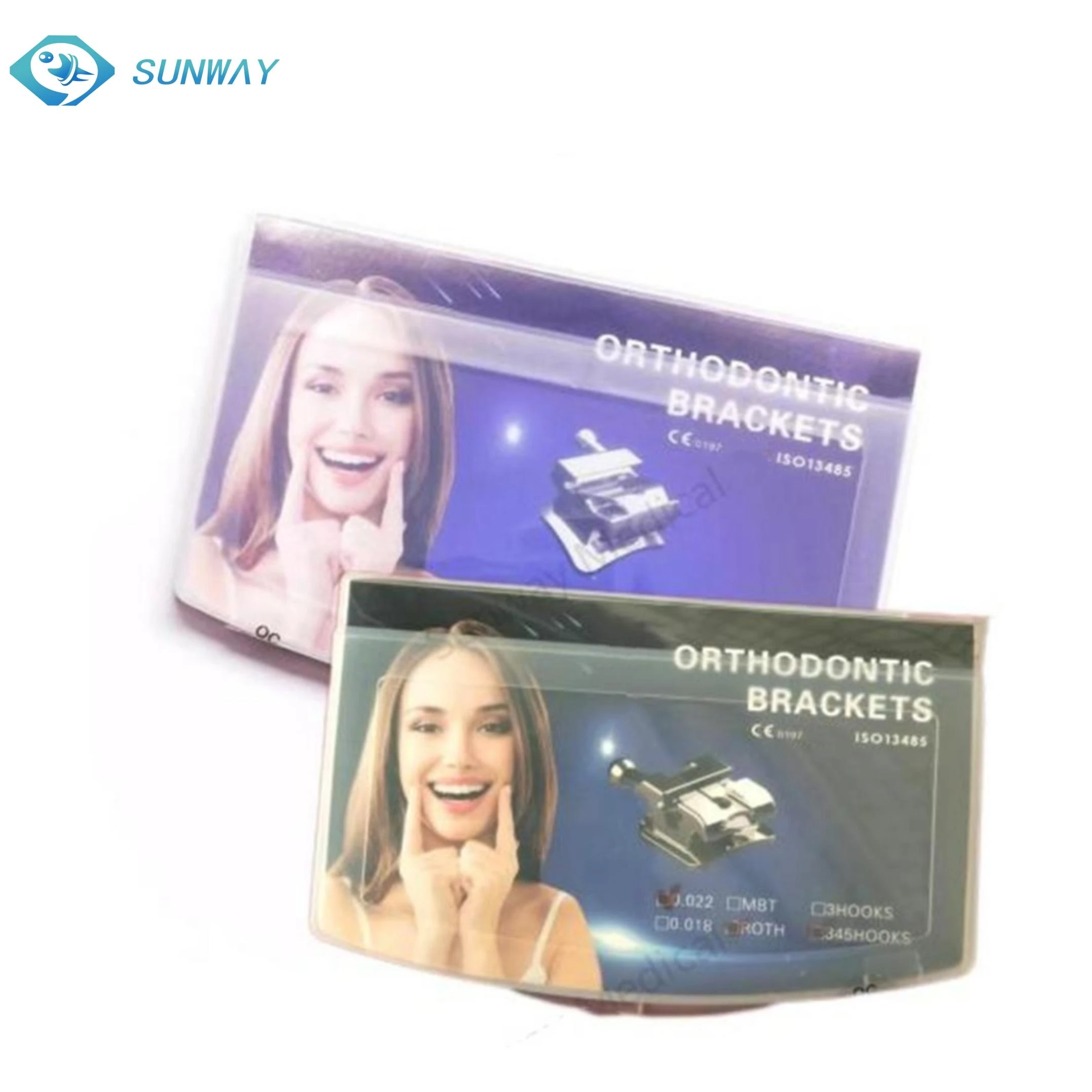 Sunway high quality dental orthodontic passive self-ligating MBT roth metal brackets