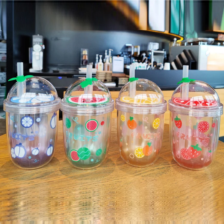 Wholesale double wall bpa free cute kids tumbler cold cups with lids and straw
