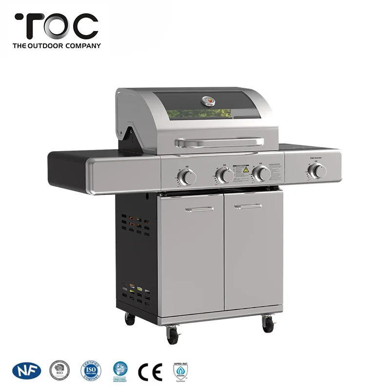 Outdoor Kitchen Stainless Steel High Temp Glass Burner Patio Barbecue Grill BBQ Gas Grill