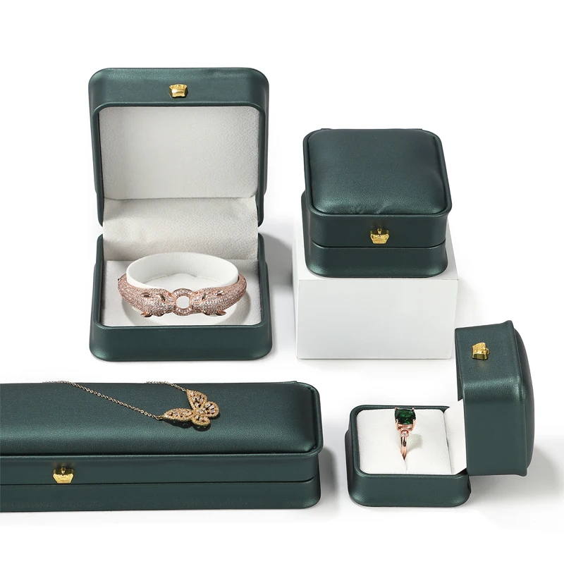 DIGU Custom Wholesale Luxury Women Engagement Button Bangle Cajas Pendant Multiple Color Ring Pu Leather Packaging Jewellery Box