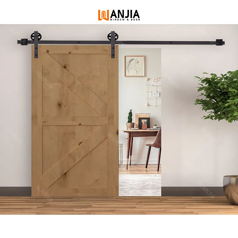 WANJIA High Quality Concealed Sliding Barn Door Modern No Floor Track Apartment Wooden sliding Barn Door