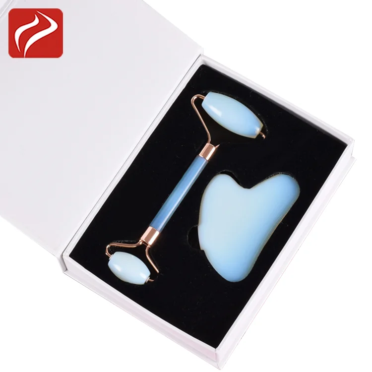 Blue Soat Jade Roller Facial Massage Wrinkle Remover Rose Quartz Beauty Roller with box