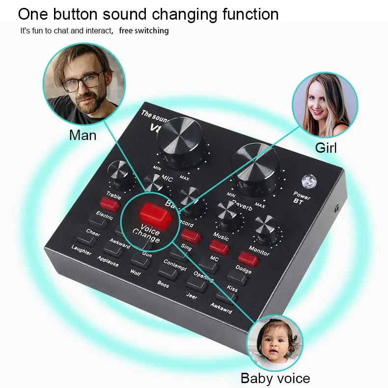 Мобильный пение прямая трансляция Carte Son Usb Tarjeta De Sonido Soundcard V8 комплект для караоке Звуковая карта звукозаписи в